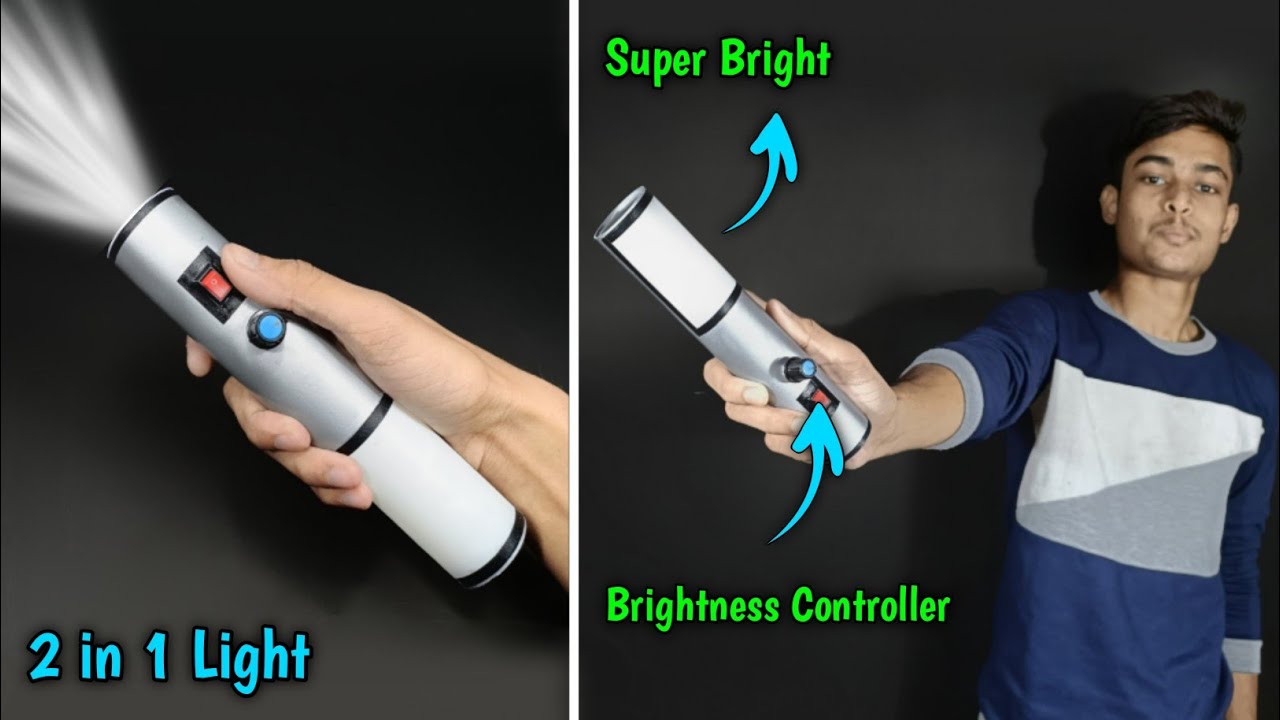 How To Make Rechargeable Super Bright Flashlight || Emergency Light + Torch At Home With PVC Pipe