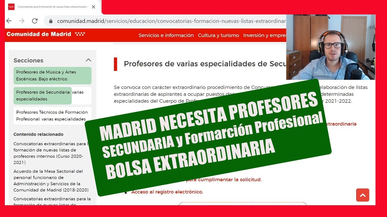 👨🏽‍🏫 MADRID 📕 BOLSA 2021 de PROFESORADO SECUNDARIA y FP