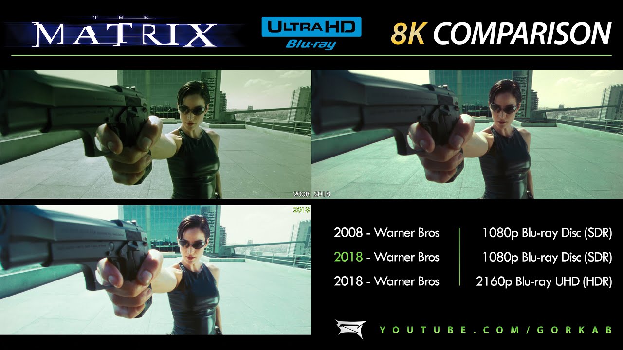 Blu-ray Versus - The Matrix (2008 vs 2018) Comparatif 8K HDR ULTRA HD