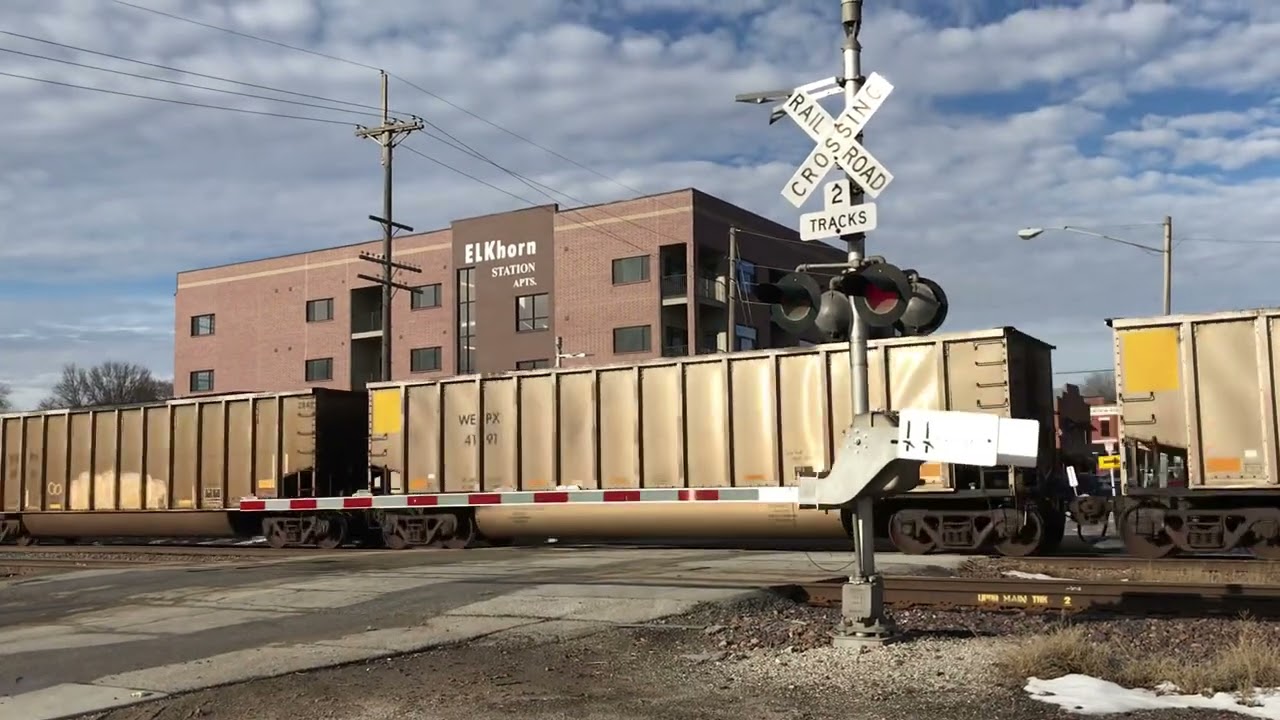 UP 6455 Coal Train at 2:59 pm w/ 2 Mid DPU&rsquo;s & 1 Rear DPU heading E. at Main St. in Elkhorn Omaha NE