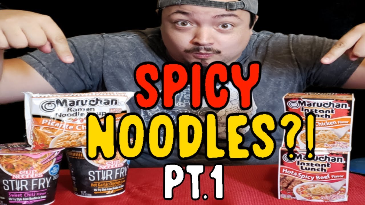 SPICY NOODLE CHALLENGE MUKBANG PART 1/3, MARUCHAN, CUP NOODLES AND STIR FRY (CAN I HANDLE IT?!)