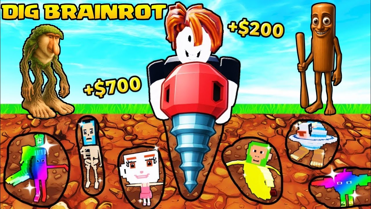 TRY TO DIG TO THE CENTER OF THE EARTH TO SAVE BRAINROT IN ROBLOX