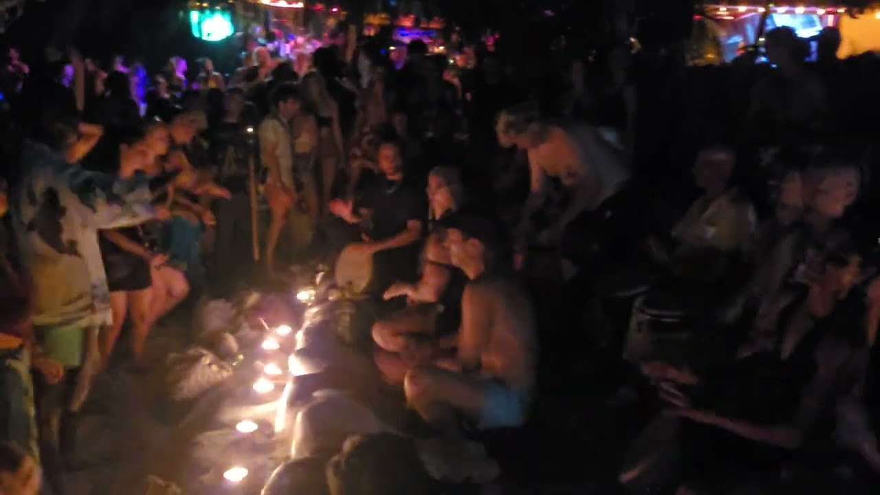 New Year Drum Circle at Zen Beach. Koh Phangan. Thailand.