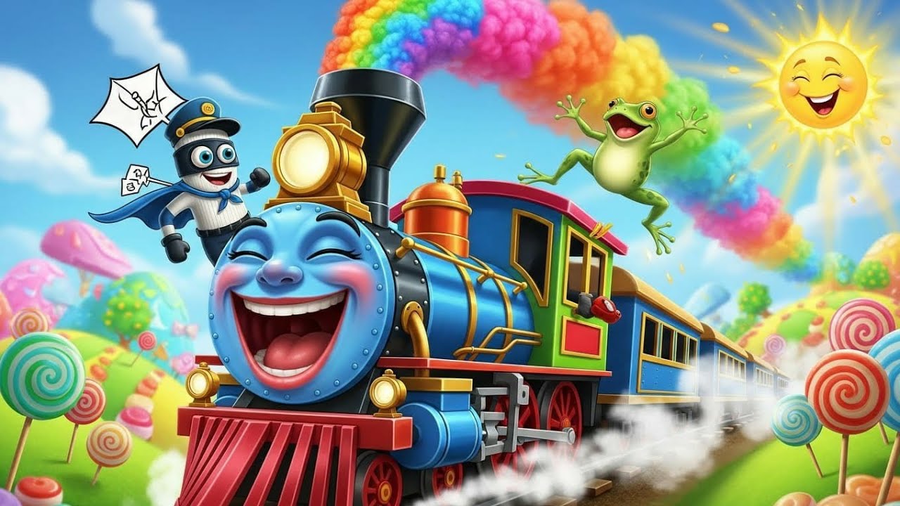 🎉🚆 The Laughing Train Surprise with Brave Little Socks 🧦 & Jumping Frog 🐸