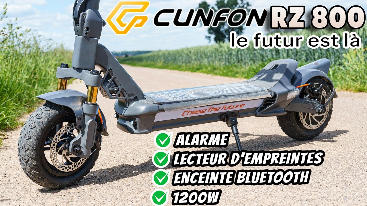 CUNFON RZ800 La Trottinette Electrique du Futur ! 1200W Lecteur d'empreintes Bluetooth Alarme !