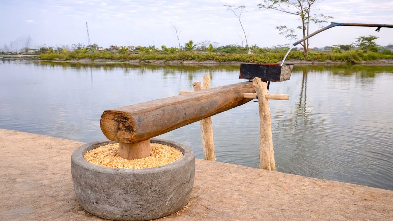 Water-Operated Corn Mill | Traditional Stone Milling with Flowing Water
