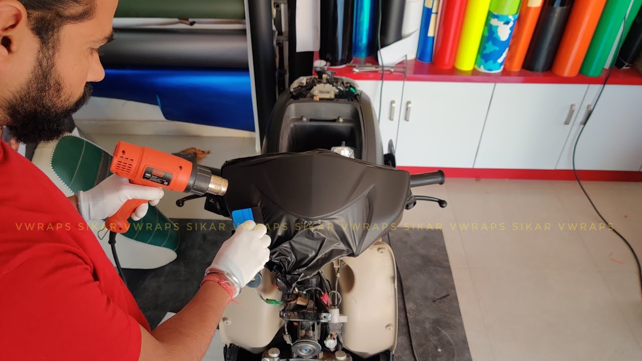 Tvs Jupiter Vinyl Wrapping Black Matt | Tvs jupiter Modification | Vwraps Sikar |