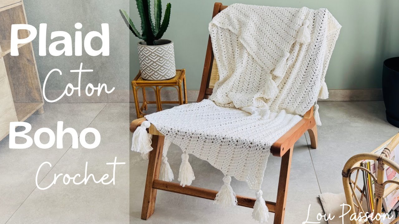 Crocheter un Plaid Bohème Facile – Tuto Débutant en Coton avec Pompons #loupassion #tutocrochet