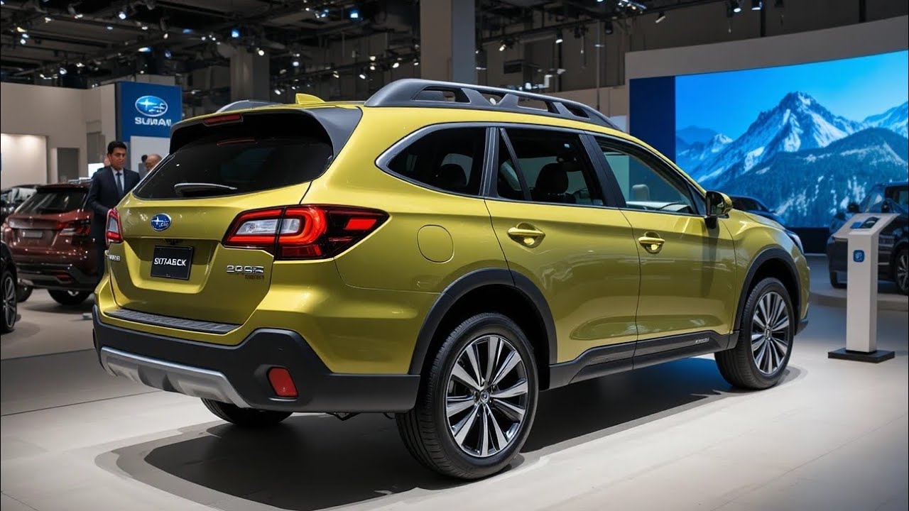  new 2026 Subaru Outback in bold banana green color