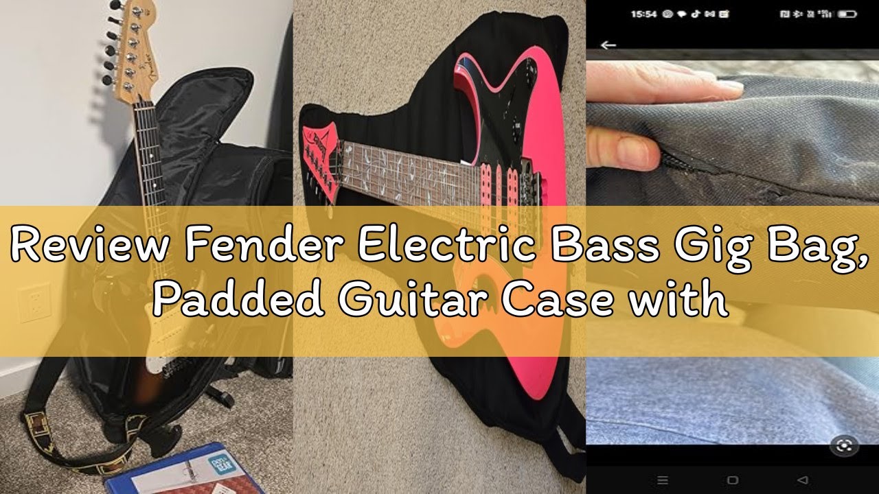 Review Fender Electric Bass Gig Bag, Padded Guitar Case with a Comfortable Two-Piece Handle and Ergo