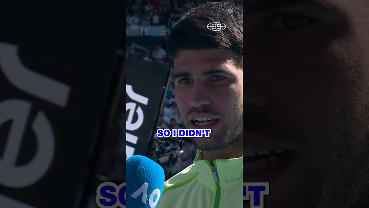 'Pay me': Alcaraz reveals the text from Novak for stealing his serve 😅 #9WWOS #AusOpen