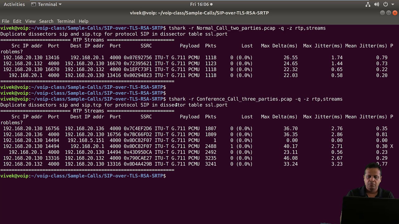 SIP over TLS + SRTP: Decrypting Two Caller Traffic with Tshark