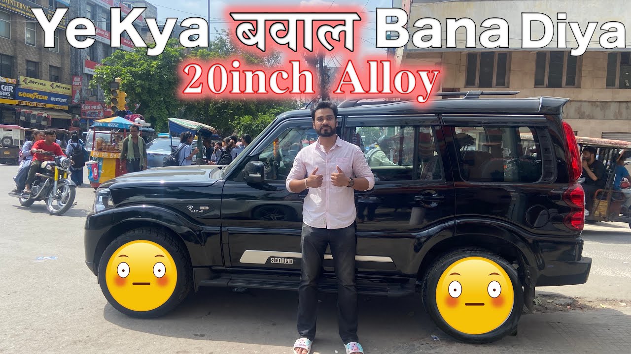 20 Inch Alloy Wheels Install in NEW Scorpio Classic 😱Black Mahindra Scorpio Classic Modification 😱
