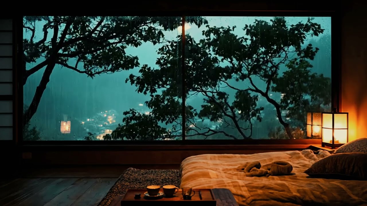 🌧️ Heavy Rain on Window for Deep Sleep | Black Screen Rain Sounds (1 Hour)