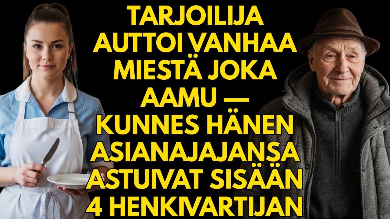 Tarjoilija auttoi vanhaa miestä joka aamu—kunnes hänen asianajajansa astuivat sisään 4 henkivartijan
