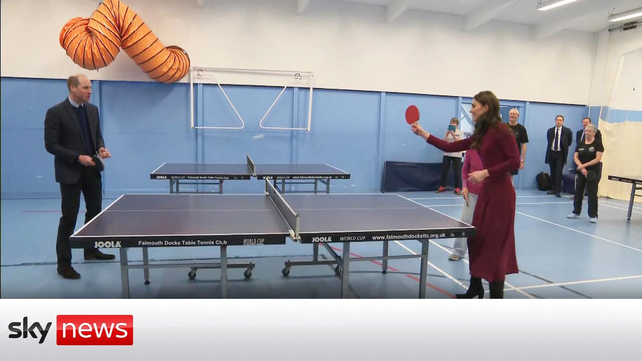 William and Kate play table tennis in Cornwall