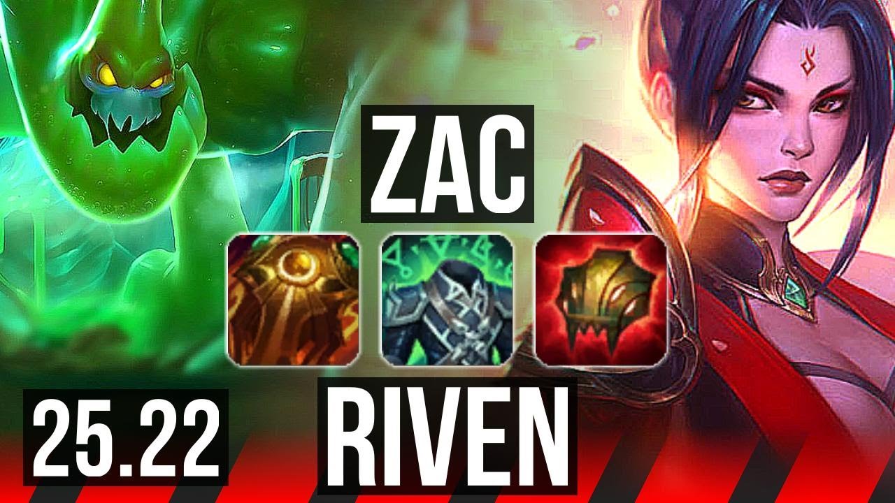 ZAC vs RIVEN (TOP) | 6 solo kills, Godlike | EUNE Master | 25.22