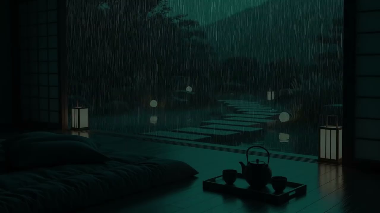 Gentle Night Rain Indoors | Calm Dark Space for Deep Rest