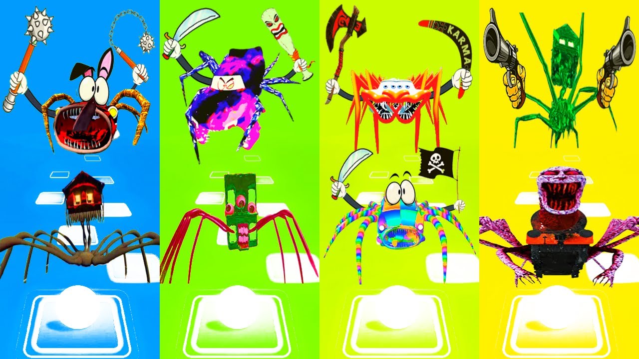 Tiles Hop EDM Rush Groove to the Beat! 🎵  Mcqueen Eater vs House Head vs Bus Eater vs Car E