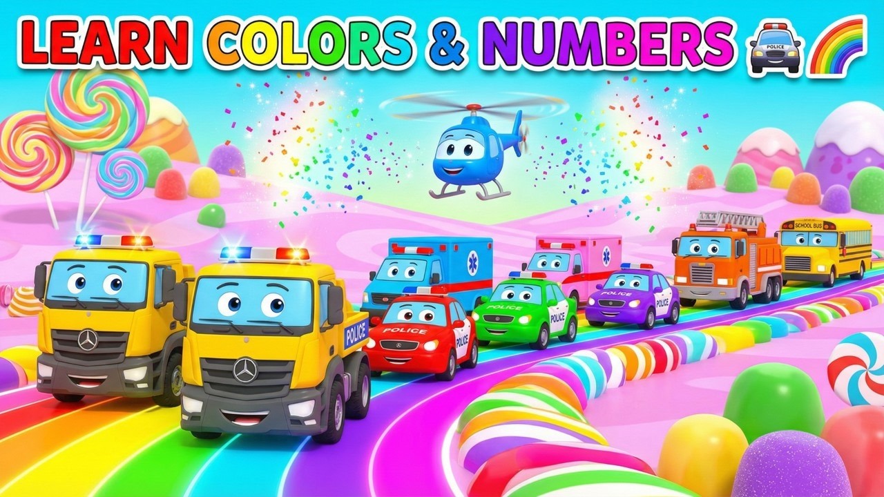 Learn Colors & Numbers with Mercedes Police Trucks 🚓 | Fun Kids Parade & Counting Song 🌈🎵