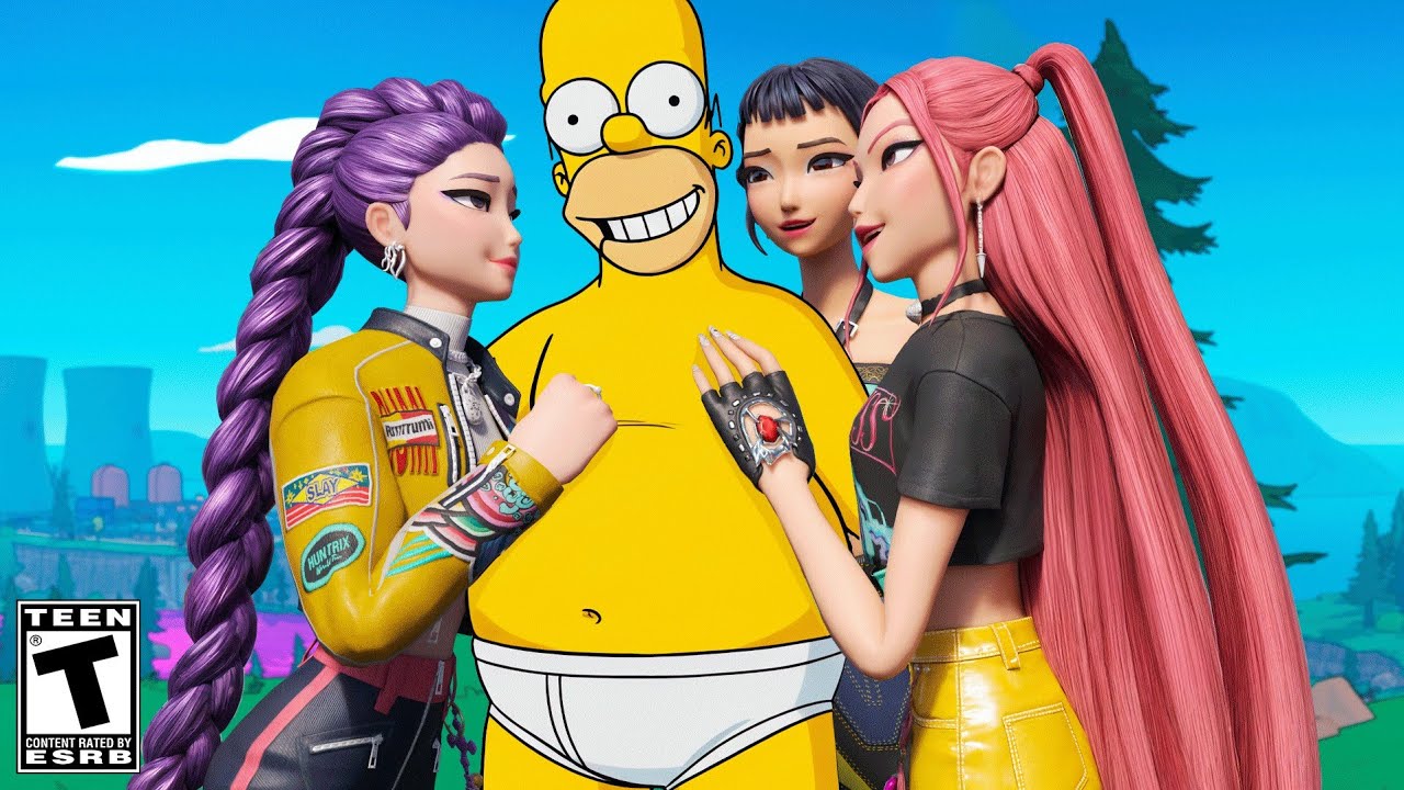 Tighty Whitie Homer Gets a KPop Girls FAN CLUB.. Fortnite The Simpsons