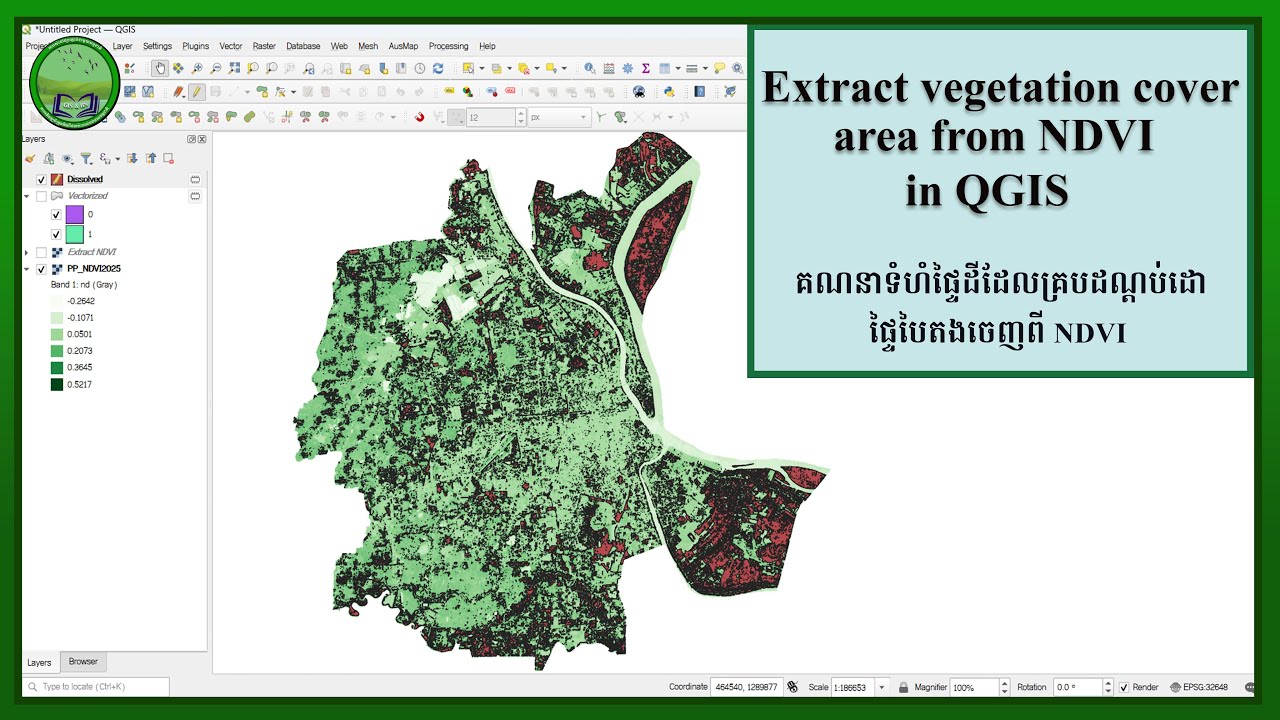 Extract Vegetation Area from NDVI in QGIS