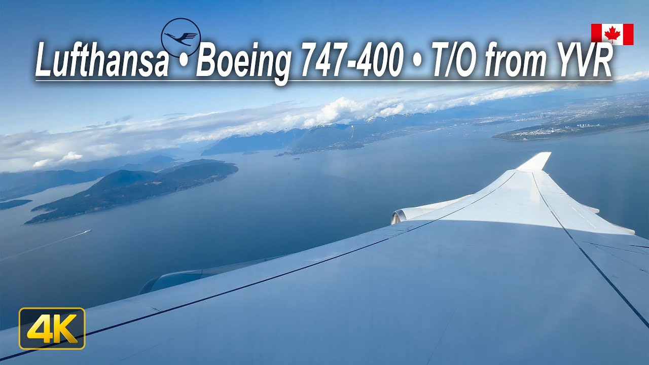 Lufthansa Boeing 747-400 (D-ABVX) Takeoff from Vancouver Airport (YVR), Canada