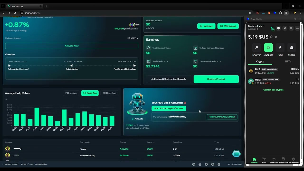 Crypto SMARTS  MEV  BOT  Tuto 2025 | Comment s’inscrire & déposer ses fonds