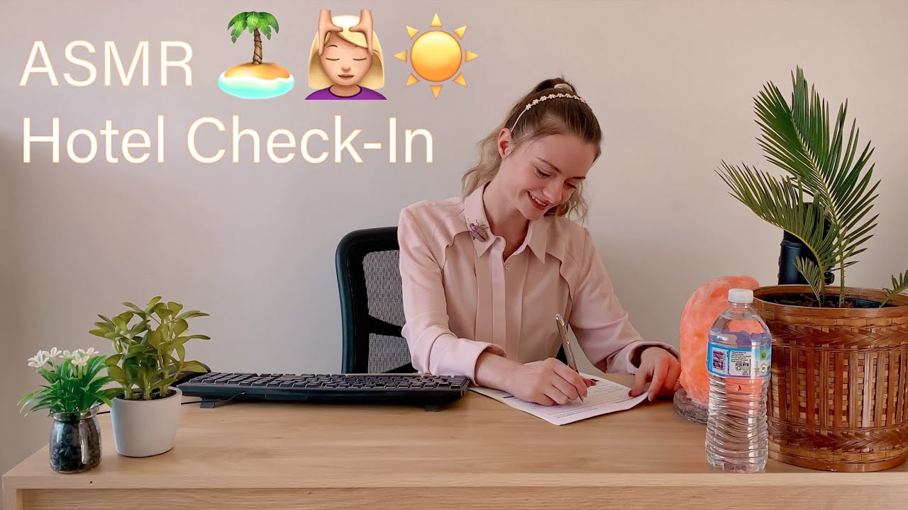 {4K} [ASMR] 🏝 Tropical Resort Hotel Check-In 🏨 - Repeated (Darker Version) 😴