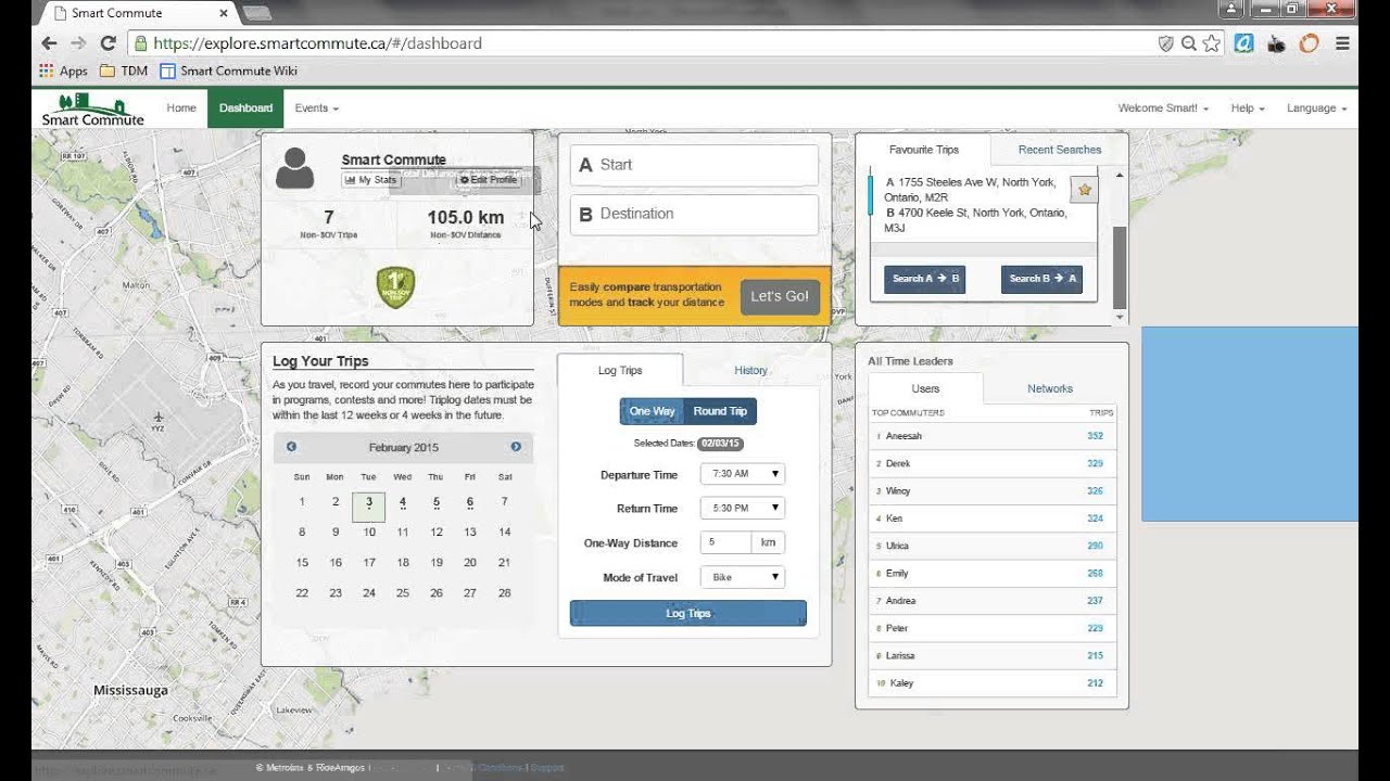 Smart Commute Tool #3 - Dashboard, Trip Logging and Profile