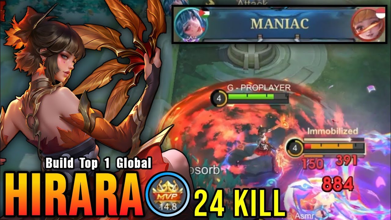 24 Kills + MANIAC!! Jungler META Hirara 100% Deadly!! - Build Top 1 Global Hirara ~ MLBB