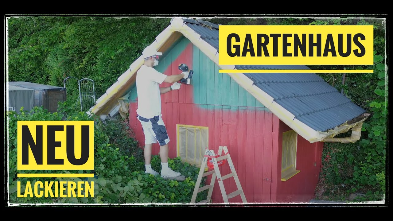 Gartenhaus neu lackieren Wagner FC 4000 18V Dinova Wetterschutzfarbe