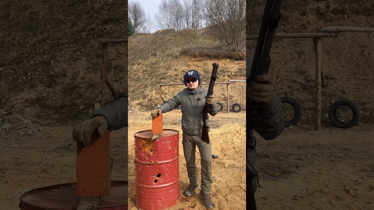 Strzelam do cegieł z najmocniejszej amunicji do strzelby mossberg 590 #guns #gun #shooting #mossberg