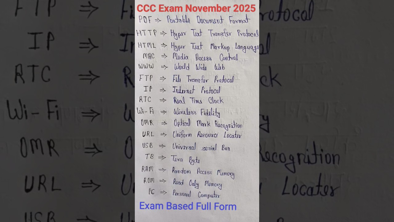 #cccexam2025 Full form.                      #CCC Exam November 2025
