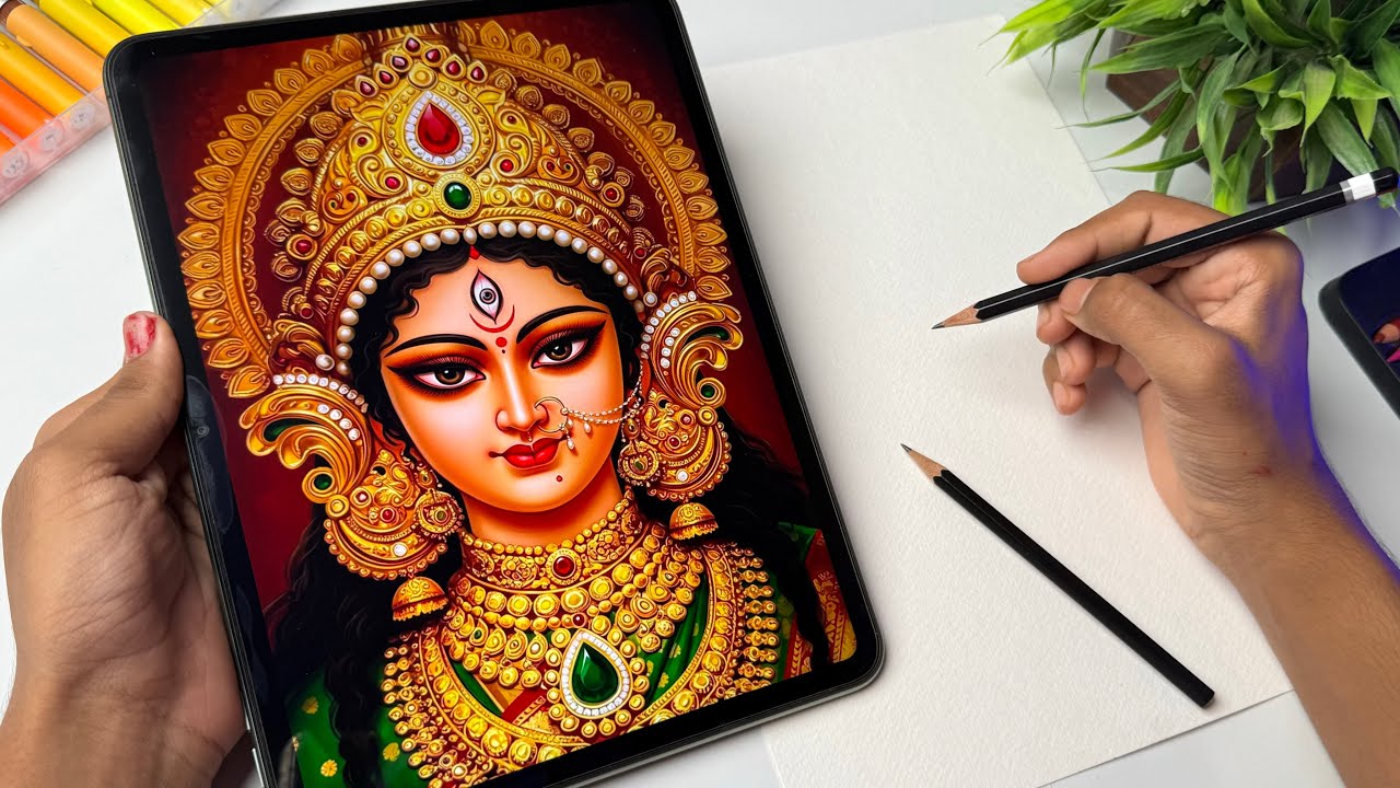 Durga Maa Drawing ✨ Navratri Special Outline Tutorial | How to Draw Maa Durga Step by Step