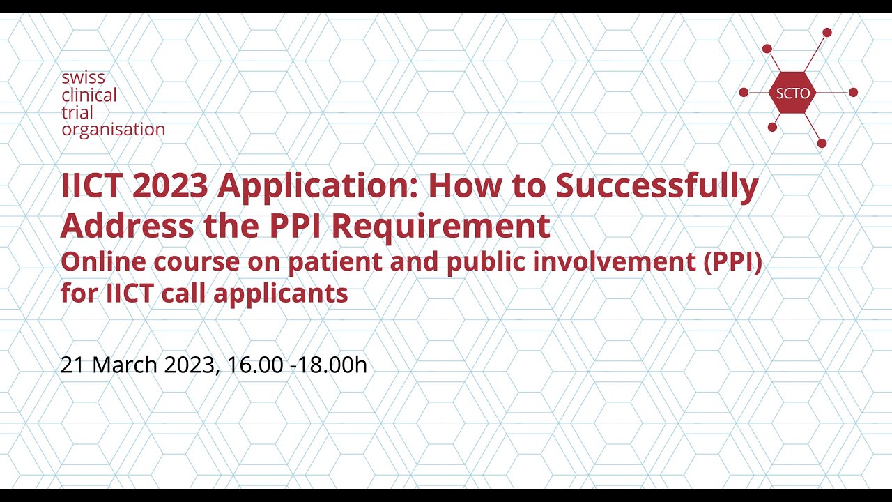 Online course on patient and public involvement (PPI) for applicants of the IICT call 2023