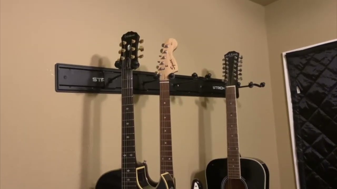 Showcase Your Sound! 🎸 STRICH Wall Mount Guitar Rack – Holds 5 Guitars in Style 🖤✨