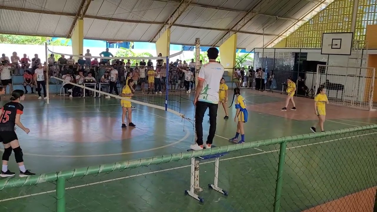 Joesmo 2026. Final do vôlei fem. 12 a 14 anos, 2° set: IEMA 25 x 16 José Pires. IEMA Campeão.
