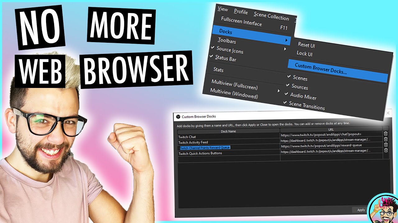 Adding Custom Browser Docks In OBS - Twitch Chat, Channel Points Reward Queue AND MORE!