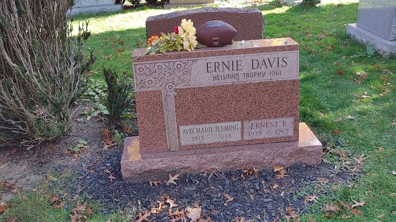 The grave site of Ernie Davis, the first African American heisman trophy winner.