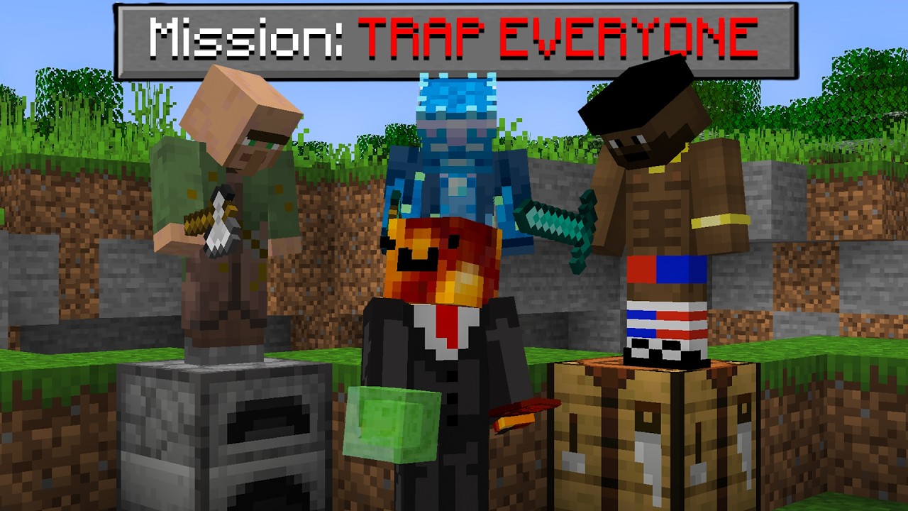 В Minecraft: Ловушечник против 3 охотников