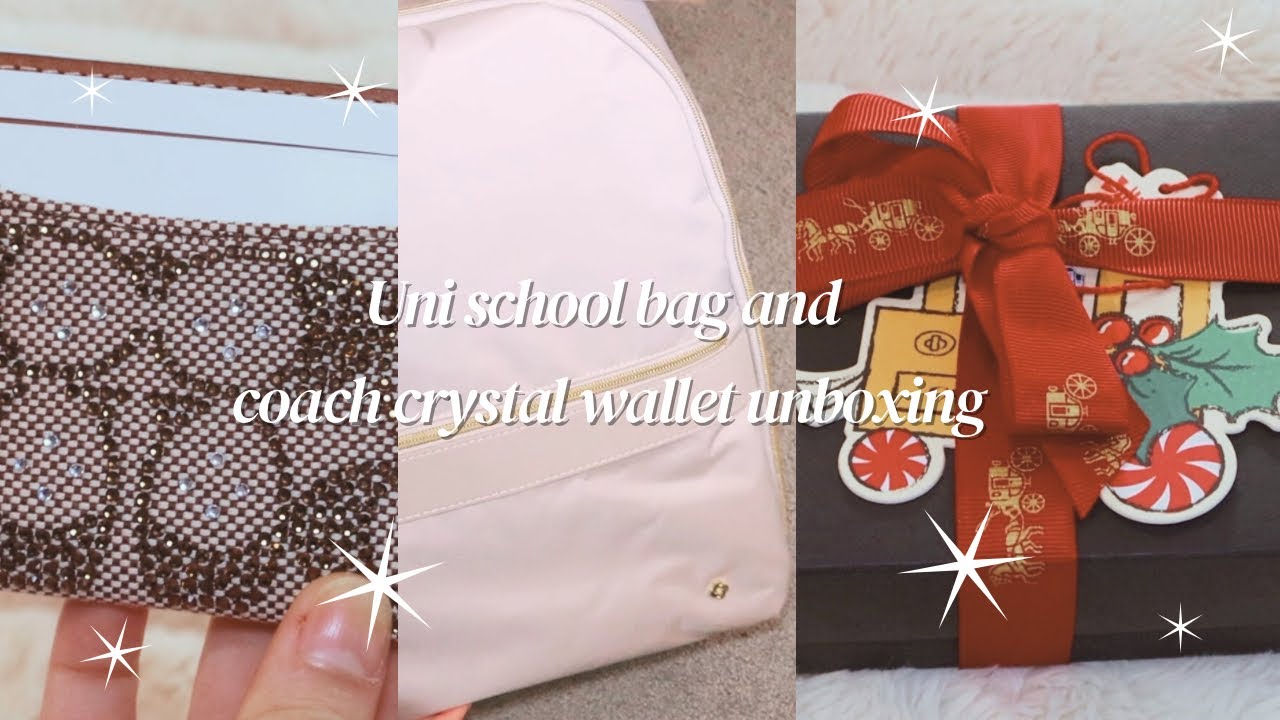 📦 unboxing samsonite backpack, coach crystal wallet | for work and uni bag | aesthetic vlog, chill