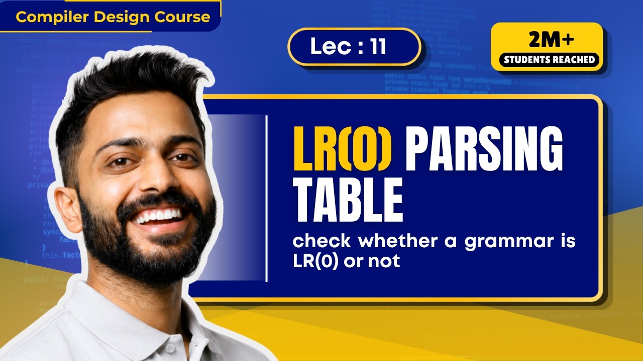Lec-11: LR(0) Parsing Table | Check Whether a Grammar is LR(0) or not | Bottom-Up Parser