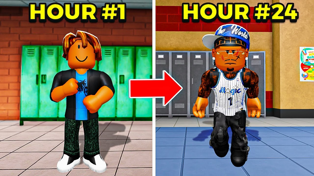 I Spent 24 Hours on Roblox Fight in a School..😭