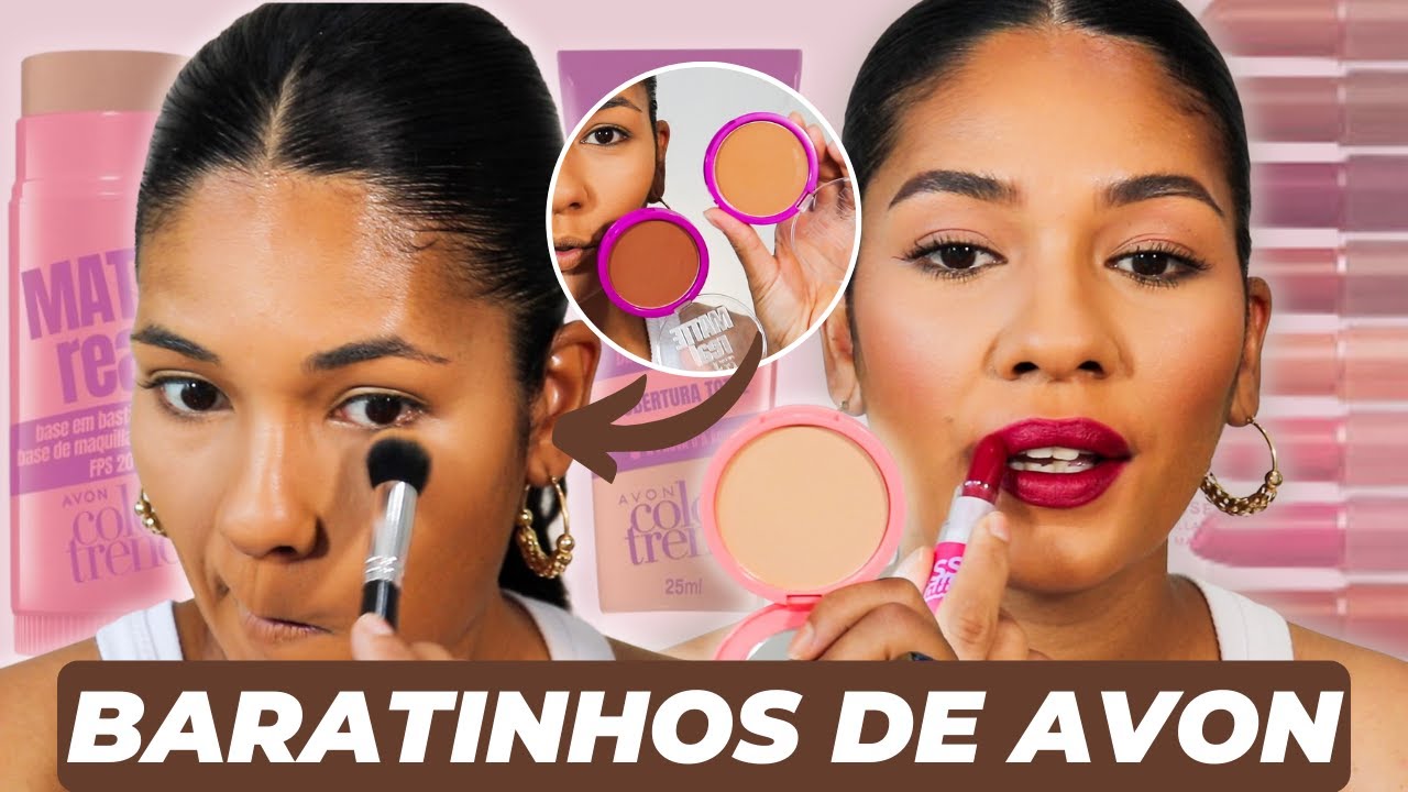 MAQUIAGEM COM OS *BARATINHOS* DE AVON + TESTANDO BATONS KISS MATTE AVON