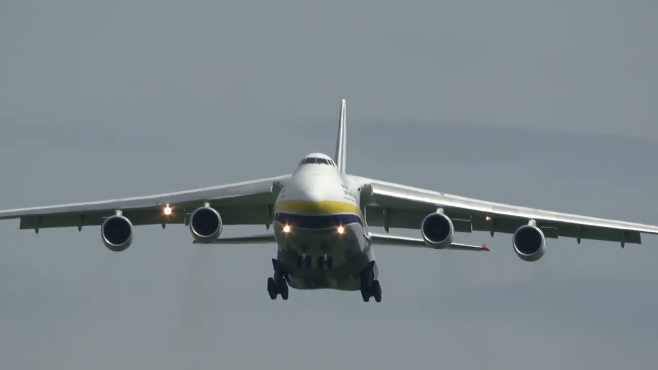 🇺🇦UR-82027 Antonov Airlines Antonov An-124-100M landing at Belfast International Airport.09/05/2024.