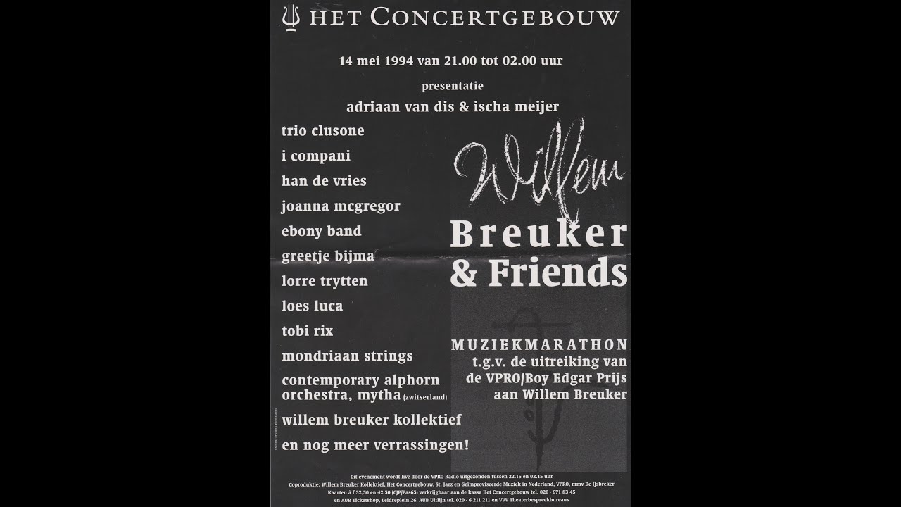 I Compani @ Concertgebouw Amsterdam mei 1994 ihkv  uitreiking  Boy Edgar Prijs aan Willem Breuker