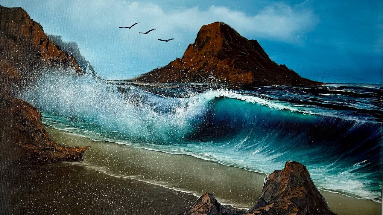 Literally EVERY SINGLE STEP in 45 mins - Oregon Coast Seascape with PaintWithJosh