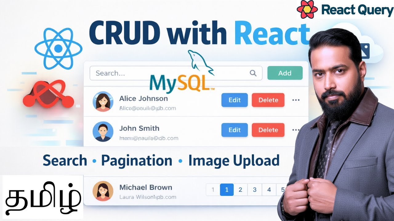 Full React CRUD App 🔥 Image Upload, Search & Pagination | React Query in Tamil