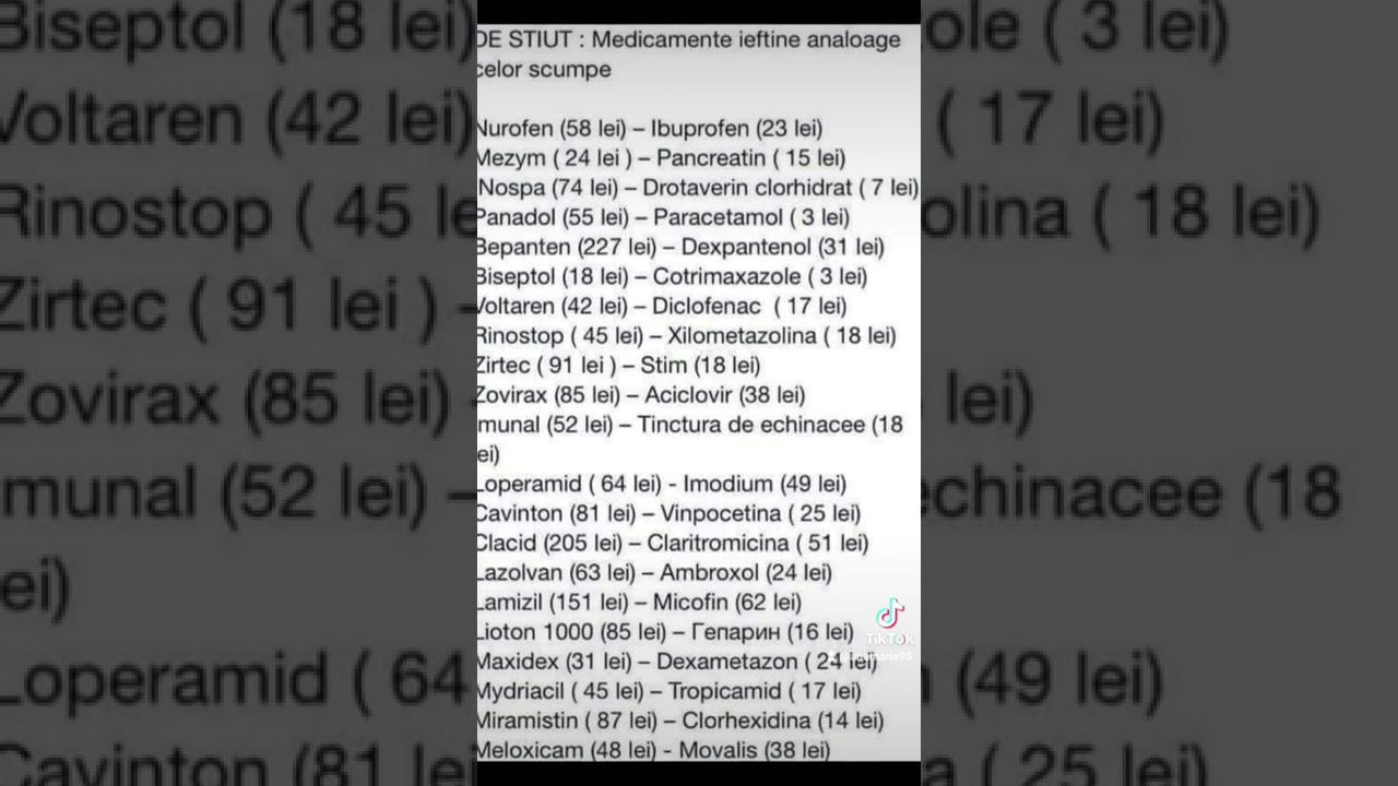 medicamente ieftine cu aceiași substanță activa ca a medicamentelor scumpe